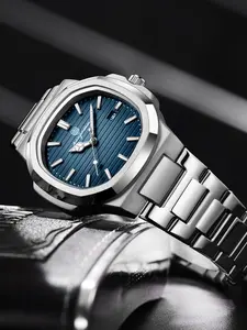 Luxury Military Men's Watch, Square Waterproof Night Light Date Day Stainless Steel Quartz, Gift Box, Winder, Dust Cover