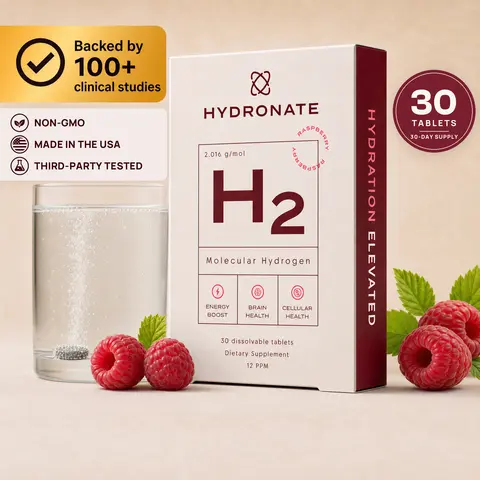 Hydronate Molecular Hydrogen Tablets, 12 PPM Hydrogen Water Tablets, H2 Antioxidant Supplement for Energy, Focus, Metabolism, Gut Health, Heart Health, Joint Support and Healthy Inflammatory Response, 30 Tablets