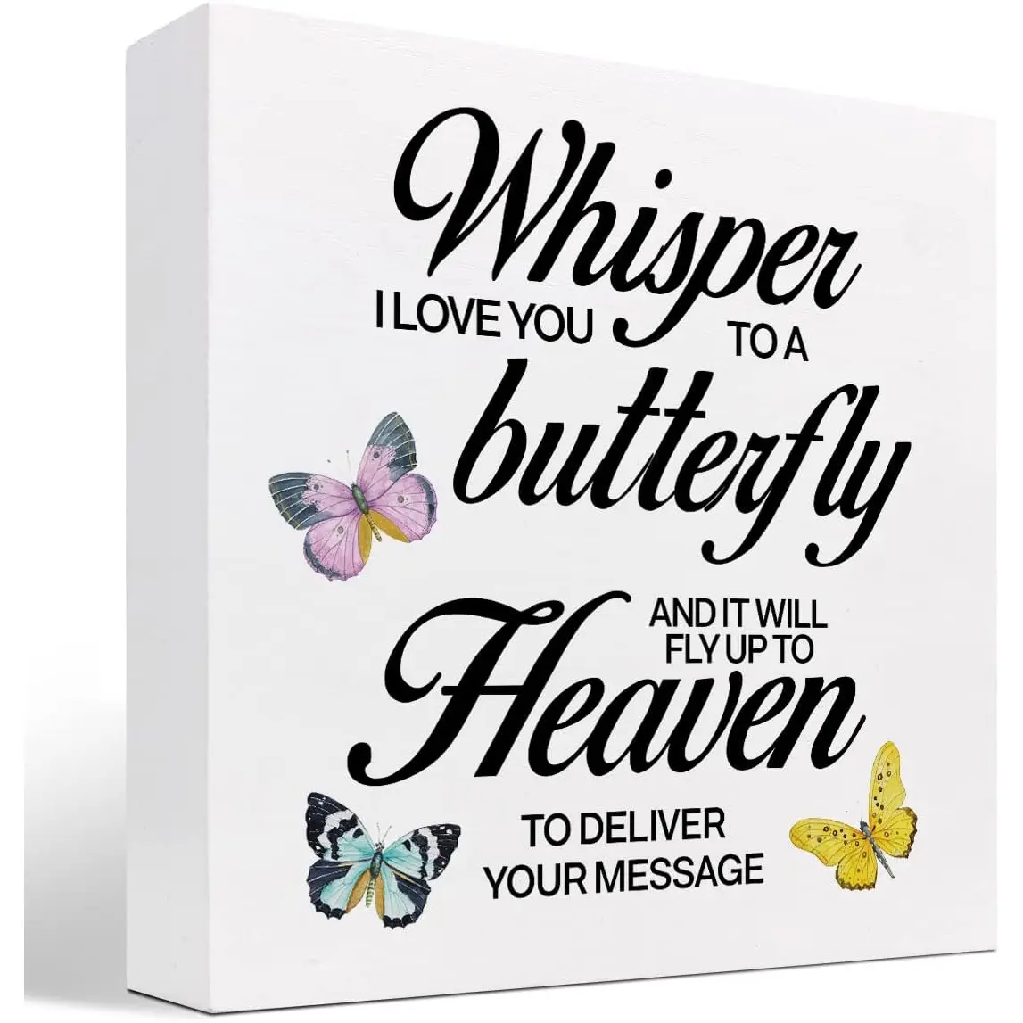 Memorial Gifts,Sympathy Gift,Whisper I love You to A Butterfly Wood Desk Decor,Memorial Wooden Box Sign for Shelf Table Butterfly Decoration for Loss of Loved One