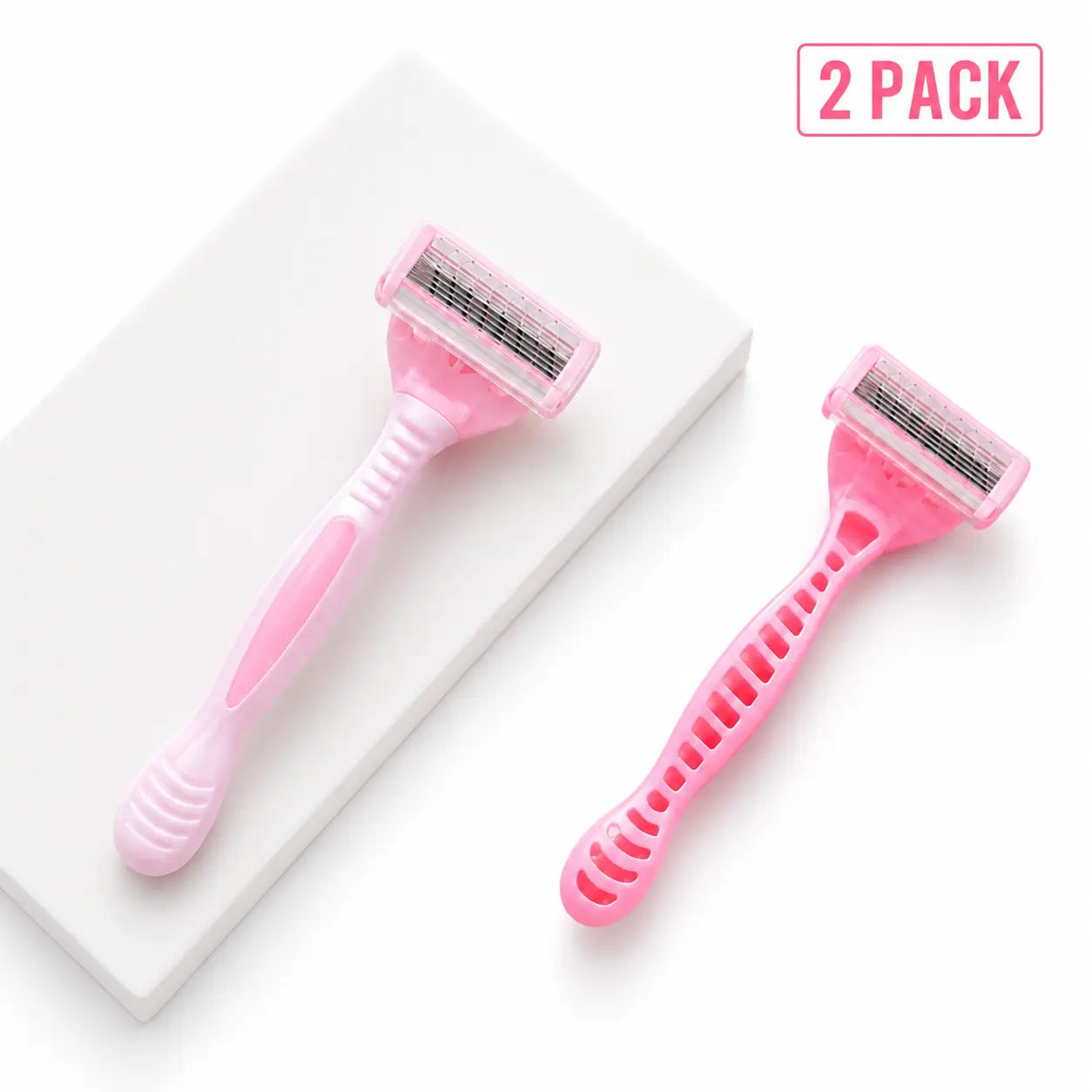 2 PCS Women's  6-Blade Manual Hair Removal Razor - Ultra-Close Smooth Shave Grooming Tool for Underarms, Legs - No-Irritation Shaver for Sensitive Skin, BeautyTok At-Home Must-Have