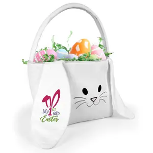 White Easter Basket With Pink Design