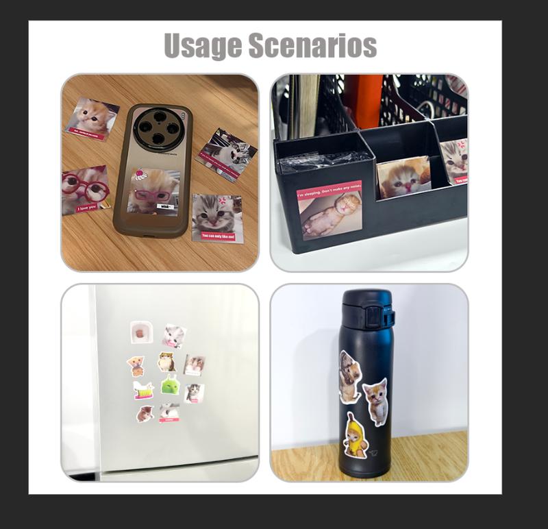 Cute Stickers 50 Pcs Cat Meme Kawaii Vinyl Sticker Shopping Scrapbooking Decals Waterproof Easy Re-Use for Water Bottle Laptop Phone Gifts for Child Friends Lovers Stickers for messages