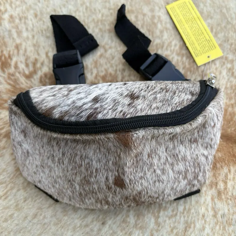 Genuine Tan and White Hair On Cowhide Western Saddle Pouch