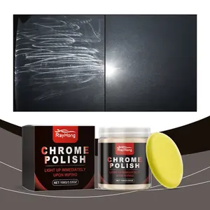 Chrome Polish Paste - 155g Car Exterior Care Kit for Tarnish Removal & Rust Prevention with Wax Protection Easy Application