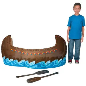 71 1/2" x 45 1/2" 3D Traditional Canoe Cardboard Cutout Stand-Up with Oars