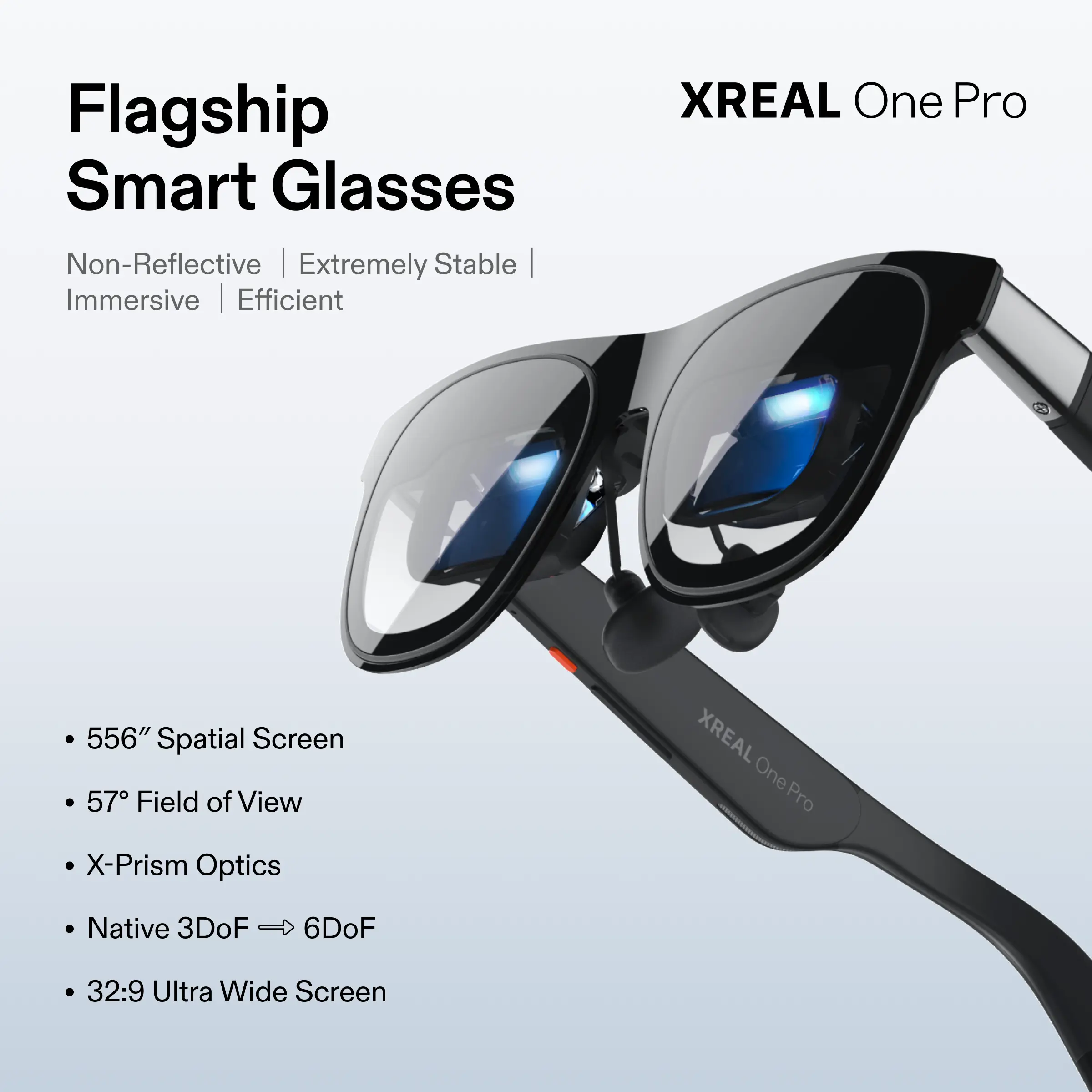 XREAL One Pro Wearable Reality Perception Smart Glasses with X1 Chip, 171" 120Hz FHD Display, Native 3 DoF, USB-C Input Plug & Play, TÜV Eye Comfort, Gaming Work Use, Unique Gifts for Man