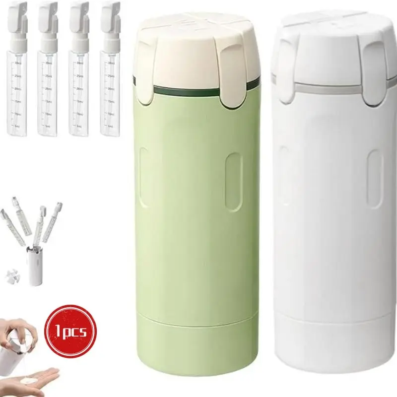 4 in 1 Travel Toiletry Bottles, Leak Proof Refillable Clear Cosmetic Makeup Containers, Measurement Scale & Labels, Portable Airplane Travel Kit, Makeup Container Set, Beauty Organizer