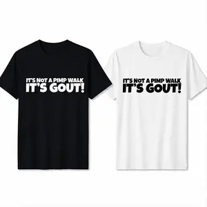 Unisex Funny Gout Print T-Shirt - Menswear Short-Sleeve Tee, "It’s Not a Pimp Walk, It’s Gout!" Casual Statement Top (Pair with Leggings)