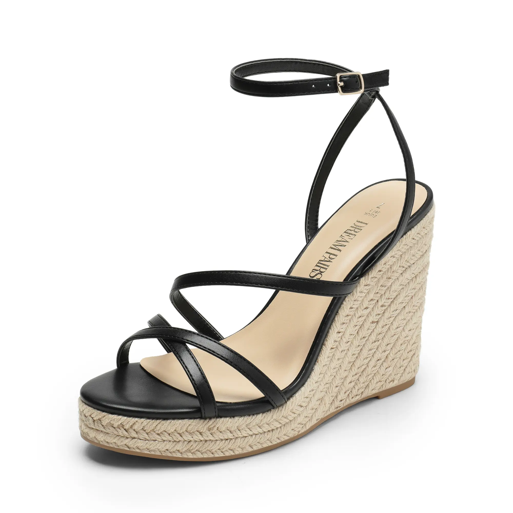Dream Pairs Women's Chunky Heeled Platform Sandals with Strappy Raffia Detailing and Cushioned Insole, Stylish