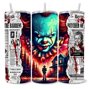 Pennywise 20 oz Tumbler - BPA Free, stainless steel, Leak proof, durable, with clear lid