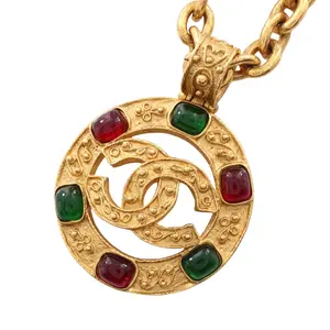 Pre-owned CHANEL Gold-plated Small Leather Goods Coco Mark Gripoix Necklace