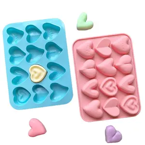 Silicone Heart Shaped Mold Set, Ideal for Resin Candle or Soap Making Kit, Includes 12 Heart Shapes, Size 19.2cm x 7.56in, Perfect DIY Craft Tool