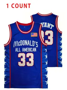 Men's Letter & Number Embroidery Basketball Jersey, Loose American All-american Basketball Vest, Basketball Clothing for Indoor Outdoor Wear, Vintage Basketball Jersey, Sports Jersey, Stylish Home Jersey, Sport Top, Jersey Shirts