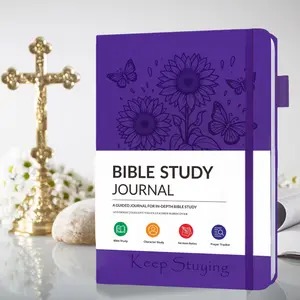 Bible Study Journal for Women, Prayer Diary Notebook, Sunflower Embossed Design, Christian Gift for Graduation, Baptism, Church Events