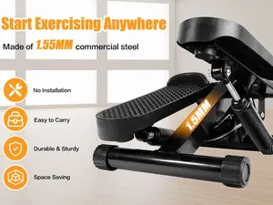 Full Body Toning Mini Stepper - Stair Machine with Resistance Bands, Home Workout Equipment for Small Spaces