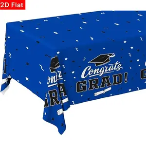 2D Flat Party Tablecloth 1pc, Graduation Decoration, Blue Tablecloth, No Power Required, Perfect for Graduation Parties
