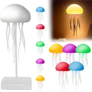 LED Jellyfish Night Light, Rechargeable Floating Jellyfish Lamp with Dancing Legs, RGB Gradient Jellyfish Bedside Lamp, Novelty Lighting for Home Bedroom