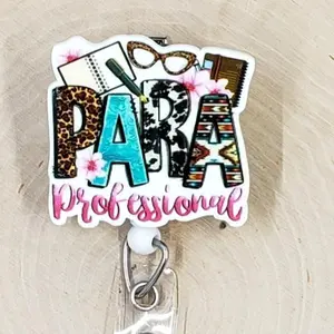 Paraprofessional Retractable ID Badge Reel | Para Professional Parapro Tutor | School Teacher Nurse Medical Hospital Badge Holder