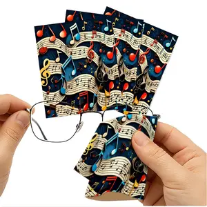 1/3/6/14pcs Musical Notes Design Microfiber Cleaning Cloth, Single - Sided, Multi - Purpose for Camera Lenses & Eyeglasses, Multiple Specs, High - Quality for Effective Cleaning, Ideal for Home & Photography, Durable & Practical