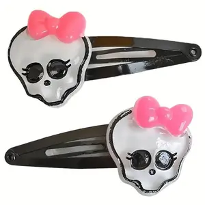 2 Y2K Punk Gothic Skull Hair Clips, hair clip set, Halloween Style, Women's Casual Accessories, Perfect Photo Props or Gifts, Trendy Fashion Items