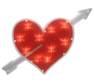 18" Lighted Heart & Arrow Valentine's Day Window Decoration