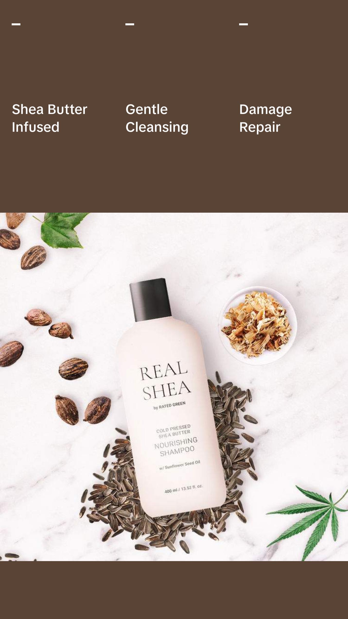 Rated Green Real Shea Butter Nourishing Shampoo for Dry, Curly and Damaged Hair Cleansing Conditioner