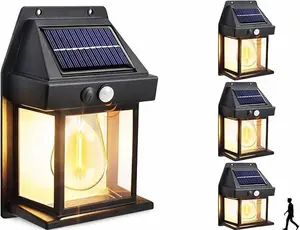 Solar Outdoor Wall Lights with Motion Sensor - Waterproof IP65 Garden Security Lighting, 3 Modes Auto Dusk to Dawn, Wireless Decorative Lamp for Patio, Villa, Pathway