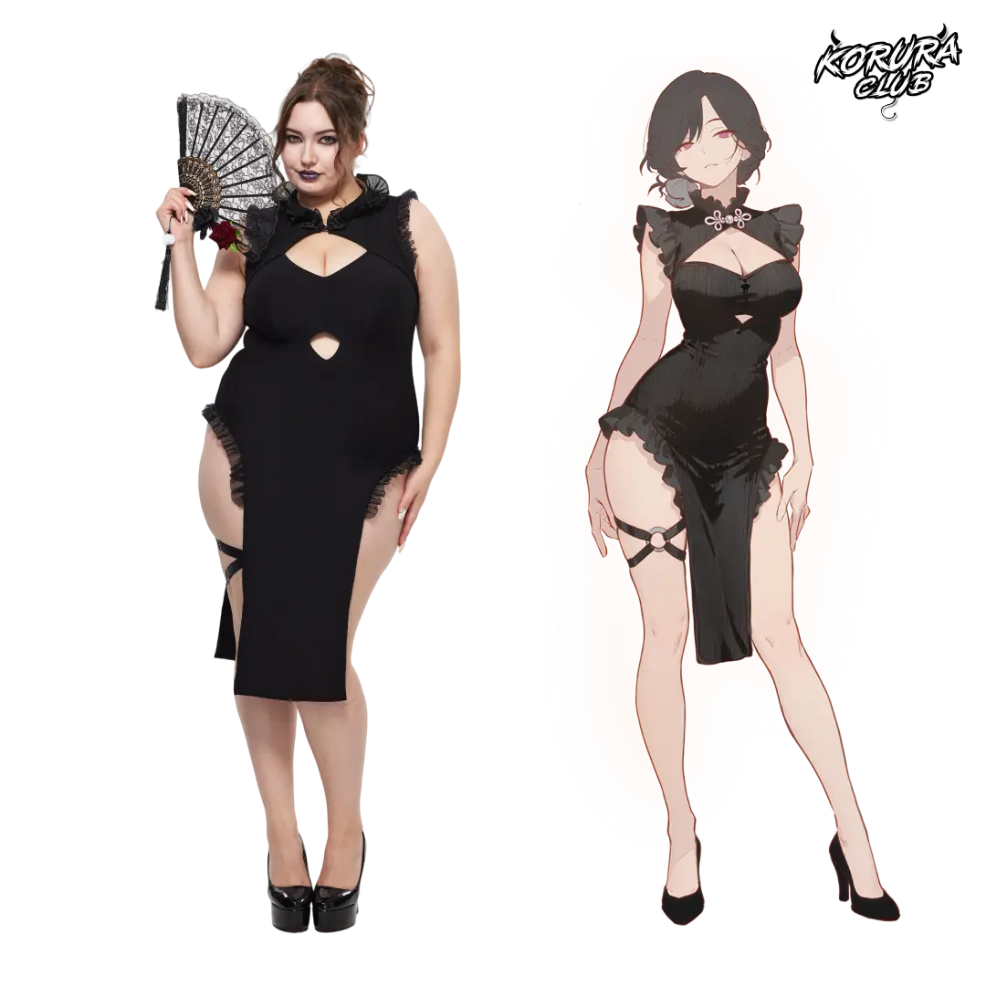 KORURACLUB Gothic Lace Trim Cheongsam Dress HK001