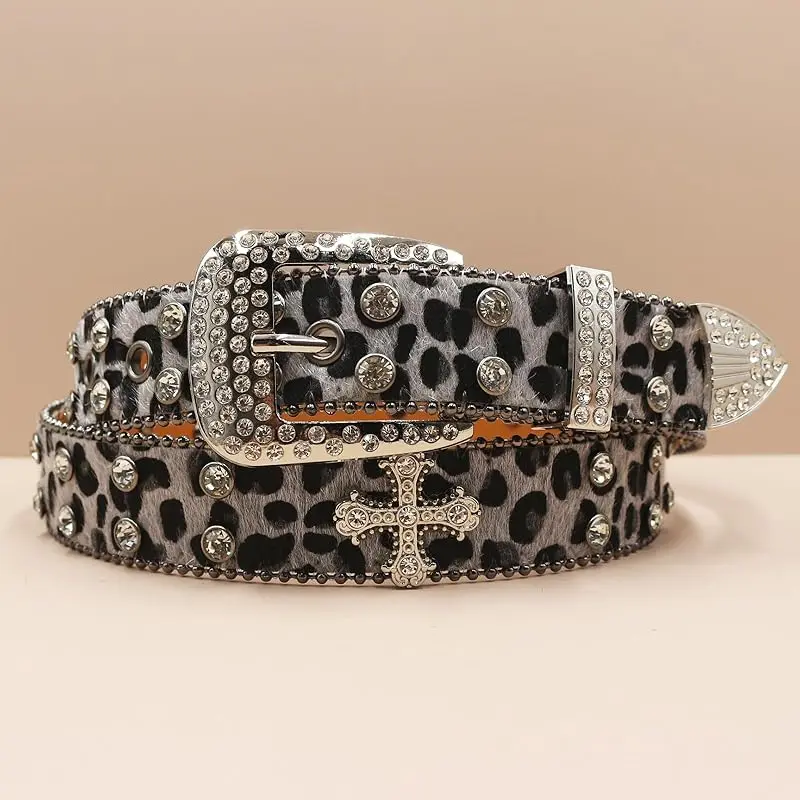The Kooples Leopard Print Western Belt with Ornate Silver Buckle The Kooples Leopard Calfskin Belt Size 75 cm Silver Hardware main image 3
