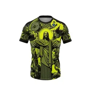 Unisex BraziI Statue Soccer Jersey, Breathable Comfort Round Neck Sport Top, Ideal for Competition, Training, Casual Wear, Perfect Gift, Workout Top, Training Clothes