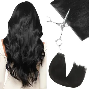 Butterfly Weft OVO Hair Extensions Remy Human Hair Double Hole Weft Human Hair Extensions Black Straight Twin Tab PU Weft Hair Extensions Invisible OVO Hair Extensions
