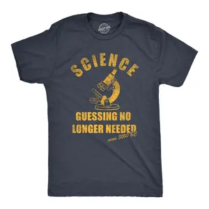 Mens Science Guessing No Longer Needed T Shirt Funny Scientific Method Joke Tee for Guys Mens Funny T Shirts Cool Vintage Fashion T-Shirt Gift Classic Menswear Funny Science Short Sleeve Novelty Tees for Guys Navy -