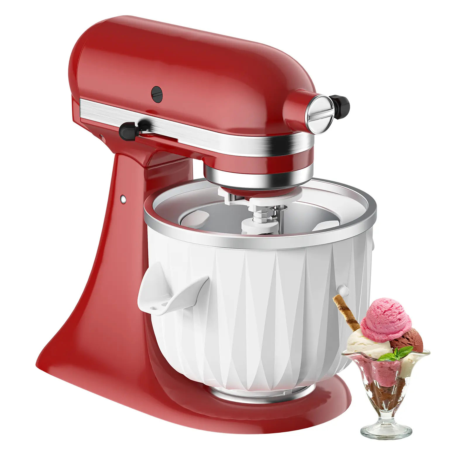 GVODE Ice Cream Maker Machine Attachment for KitchenAid Stand Mixers, Compatible with 4.5 Qt & Larger Models, 2-Qt Frozen Yogurt Sorbet Gelato Tool, Attachment Ice Cream Makers