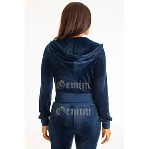 Juicy Couture Gemini Customizable Big Bling Velour Hoodie