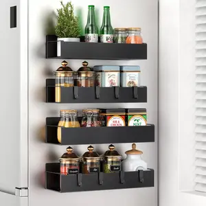 4 Magnetic Storage Racks for Fridge, Oven, or Wall – Ideal for Spices, Bottles & More