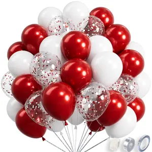68-Piece Red & White Balloon Set with Confetti for Graduation, Weddings & Birthday Party Decor