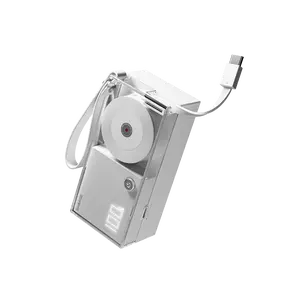 SHARGE Retractable 3-in-1 Power Bank, 10000mAh Portable Charger with Built-in 2.3ft Cable, 30W Fast Charging Wall Charger & GaN Technology, Travel-Friendly Transparent Design