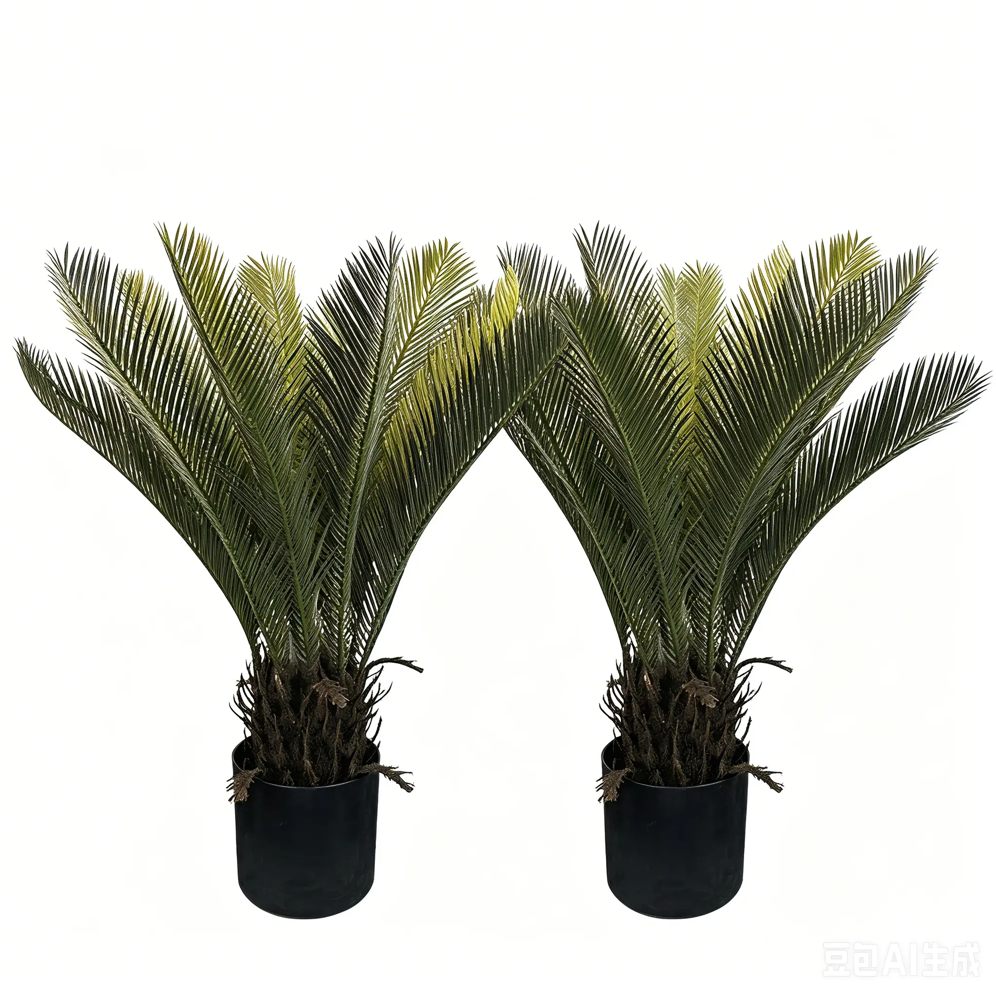 2 Packs 2.3FT Artificial Cycad Plant, Faux Sago Palm with Planter, Lifelike Tropical Greenery for Indoor Home Office Living Room Bedroom Decor - No Maintenance