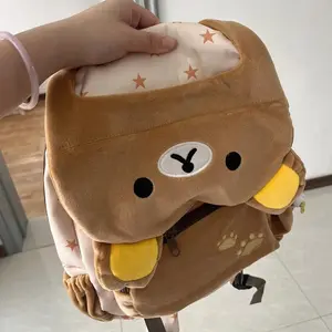 Kawaii Japanese San-X Rilakkuma Plush Flip Backpack Cartoon Large Capacity Bear Girl Jk Lolita Cute Schoolbag Storage Bag Gift
