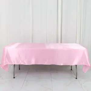 Satin Rectangular Tablecloth 60"x102" Pink - Wrinkle-Resistant & Durable Table Cover