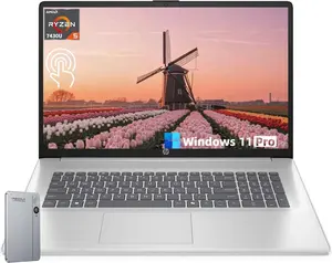 HP Flagship 17 Touchscreen Laptop Computer - 17.3" Anti-Glare HD+ Display, Windows 11 Pro, Copilot, AMD Ryzen 5 7430U (up to 4.3GHz), Wi-Fi 6, Numeric Keypad, 16/32/64GB RAM, 512GB/1TB/2TB SSD, AI Voice Recorder