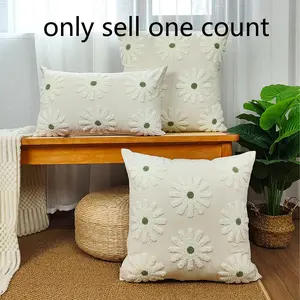 Flower Pattern Cushion Cover, 1 Count Square Throw Pillow Cover without Filler, Household Decoration Supplies for Home Living Room Bedroom