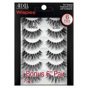 Ardell Eyelashes, Wispies, 113 Black, 6 Pairs