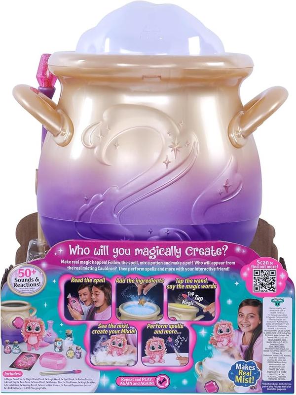 Magic Mixies Magical Misting Cauldron with Interactive 8 inch Pink Plush Toy and 50+ Sounds and Reactions