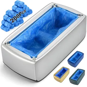 Shoe Cover Dispenser with 200pcs Disposable Shoe Covers, Automatic Shoe Cover Machine Fits shoes up to Men's size 12, Suitable for Home, Factory, Hospital (Silver)