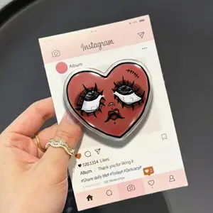 Grieving Heart with MagSafe Phone Grip, Horror Aesthetic Magnetic Phone Holder, Kawaii Scary Fan Gift , Kindle Accessories sticky Baby mount Library Card Flower-Shaped Multi-Functional Stand Universal Car Spooky Bat Adjustable