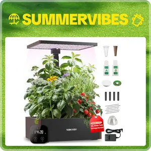 【SummerVibes】Hydroponics Growing System Kit 12 Pods/20 Pods, Indoor Herb Garden with Grow Light 20W/24W/30W, 4L/10L Large Water Tank with Adjustable Height, Built-in Pump, Gardening Gifts