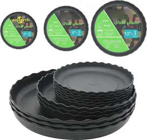 12 count  Saucer, 6 8 10 Inch Durable Plastic  Tray, Black Round  Pot Saucers, Drip Tray for Indoor and Outdoor Garden