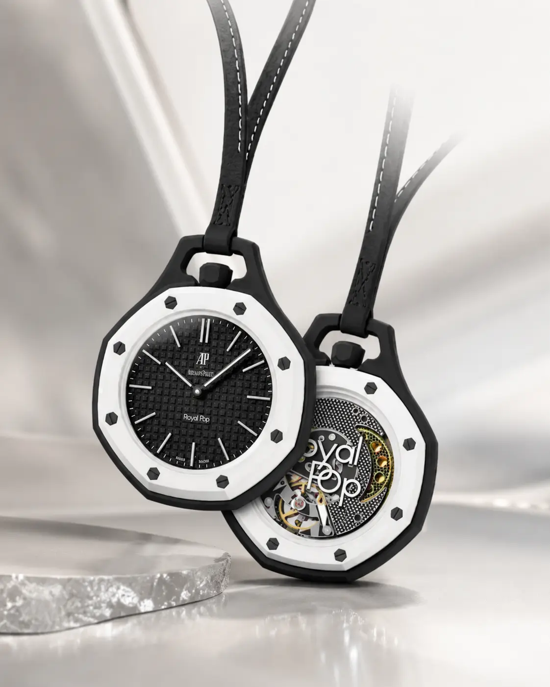 Octagon Hanging Neck Watch Colorful Pendant Quartz Pocket Watch Fashion Fob Necklace Watch Unisex Decorative Wearing Watch