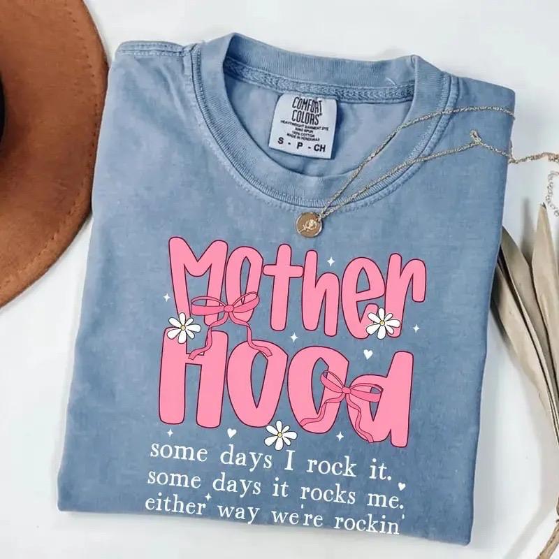 Comfort Colors Motherhood Coquette Bow T-Shirt, Retro Funny Mom Tee, Sarcastic Mama T-Shirt, Vintage Mother’s Day Gift, Cute Mom T-Shirt Apparel Made In The USA – Weddelbarricelli